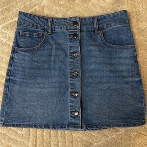 Denim Button-Front Skirt
